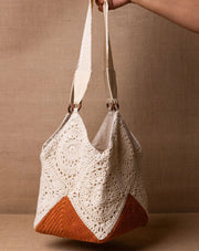 Autumn crochet bucket bag, handmade eco-friendly handbag by The Mango House Trust